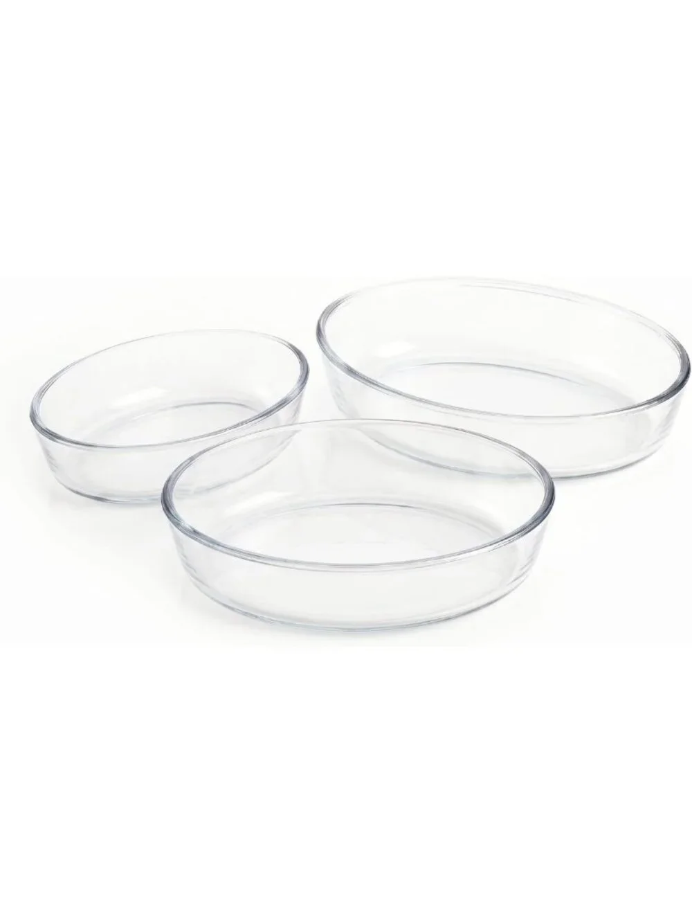 3-Piece Clear Oval Glass Baking Dish Set - Durable Bakeware for Casseroles
